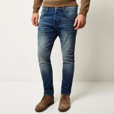 Mid blue wash Chester skinny tapered jeans